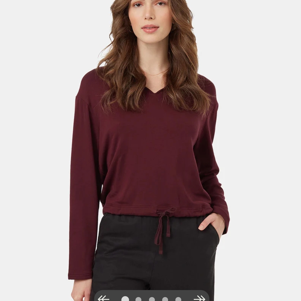 Tentree EcoTerry Notch Neck Top In Mulberry